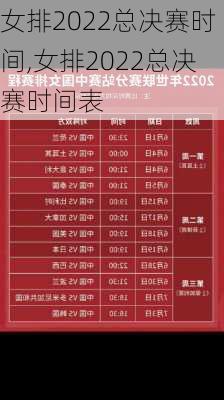 女排2022总决赛时间,女排2022总决赛时间表