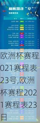 欧洲杯赛程2021赛程表23号,欧洲杯赛程2021赛程表23日