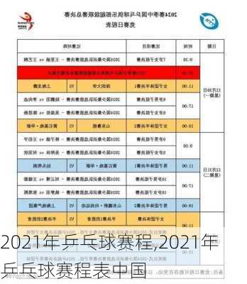 2021年乒乓球赛程,2021年乒乓球赛程表中国