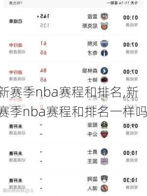 新赛季nba赛程和排名,新赛季nba赛程和排名一样吗