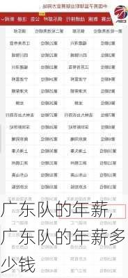 广东队的年薪,广东队的年薪多少钱