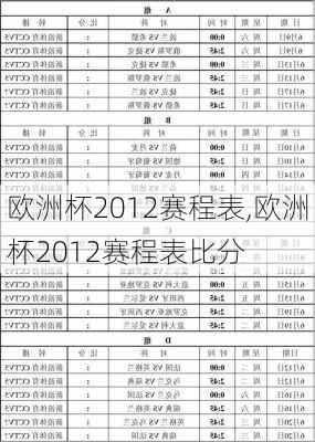 欧洲杯2012赛程表,欧洲杯2012赛程表比分