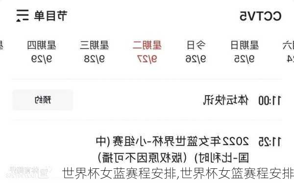世界杯女蓝赛程安排,世界杯女篮赛程安排