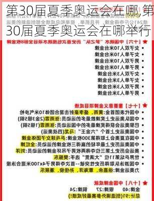 第30届夏季奥运会在哪,第30届夏季奥运会在哪举行