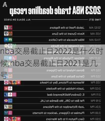 nba交易截止日2022是什么时候,nba交易截止日2021是几号