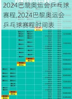2024巴黎奥运会乒乓球赛程,2024巴黎奥运会乒乓球赛程时间表