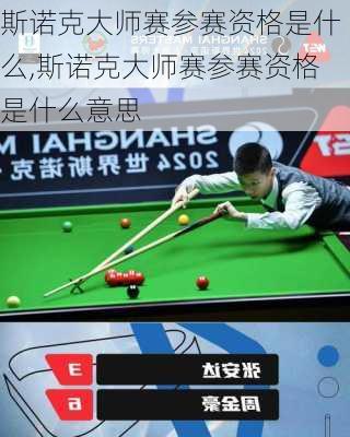 斯诺克大师赛参赛资格是什么,斯诺克大师赛参赛资格是什么意思