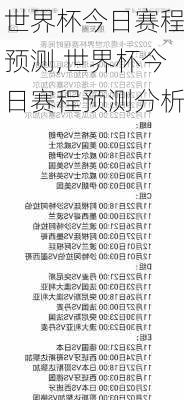 世界杯今日赛程预测,世界杯今日赛程预测分析