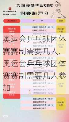 奥运会乒乓球团体赛赛制需要几人,奥运会乒乓球团体赛赛制需要几人参加