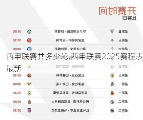 西甲联赛共多少轮,西甲联赛2025赛程表最新