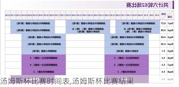 汤姆斯杯比赛时间表,汤姆斯杯比赛结果