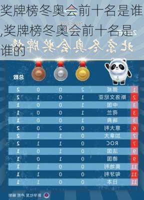 奖牌榜冬奥会前十名是谁,奖牌榜冬奥会前十名是谁的