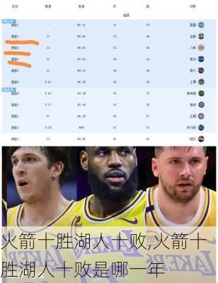 火箭十胜湖人十败,火箭十胜湖人十败是哪一年