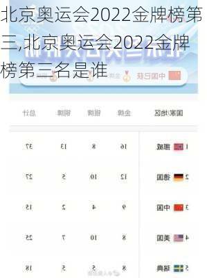 北京奥运会2022金牌榜第三,北京奥运会2022金牌榜第三名是谁