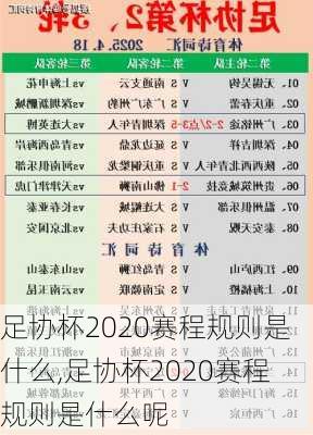 足协杯2020赛程规则是什么,足协杯2020赛程规则是什么呢