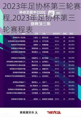 2023年足协杯第三轮赛程,2023年足协杯第三轮赛程表