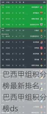 巴西甲组积分榜最新排名,巴西甲组积分榜ds