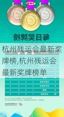 杭州残运会最新奖牌榜,杭州残运会最新奖牌榜单