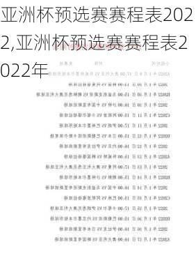 亚洲杯预选赛赛程表2022,亚洲杯预选赛赛程表2022年