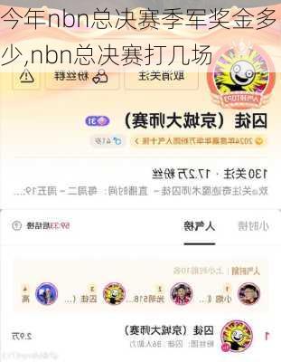 今年nbn总决赛季军奖金多少,nbn总决赛打几场