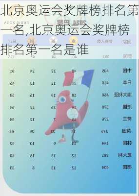 北京奥运会奖牌榜排名第一名,北京奥运会奖牌榜排名第一名是谁