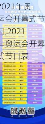 2021年奥运会开幕式节目,2021年奥运会开幕式节目表
