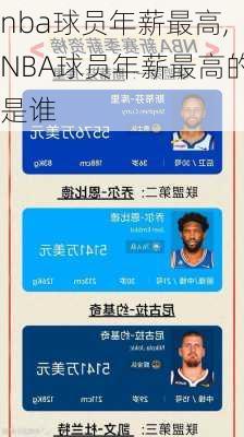 nba球员年薪最高,NBA球员年薪最高的是谁