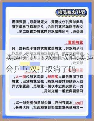 奥运会乒乓双打取消,奥运会乒乓双打取消了吗
