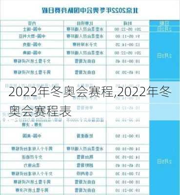 2022年冬奥会赛程,2022年冬奥会赛程表
