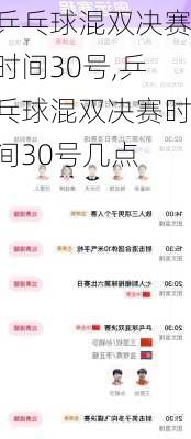 乒乓球混双决赛时间30号,乒乓球混双决赛时间30号几点