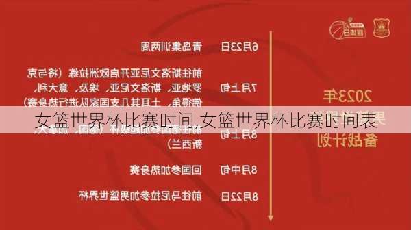 女篮世界杯比赛时间,女篮世界杯比赛时间表
