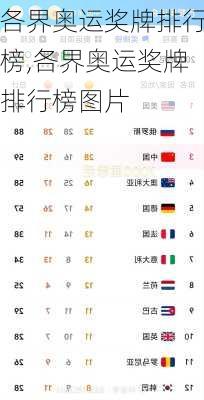 各界奥运奖牌排行榜,各界奥运奖牌排行榜图片