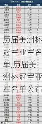 历届美洲杯冠军亚军名单,历届美洲杯冠军亚军名单公布