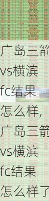 广岛三箭vs横滨fc结果怎么样,广岛三箭vs横滨fc结果怎么样了