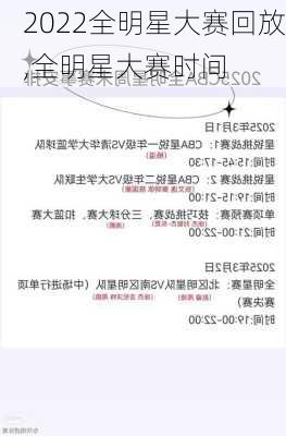 2022全明星大赛回放,全明星大赛时间