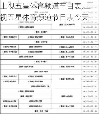 上视五星体育频道节目表,上视五星体育频道节目表今天