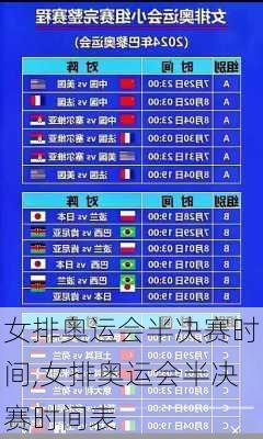 女排奥运会半决赛时间,女排奥运会半决赛时间表