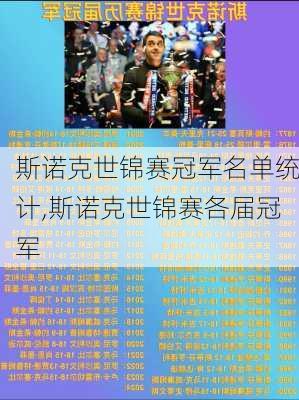斯诺克世锦赛冠军名单统计,斯诺克世锦赛各届冠军
