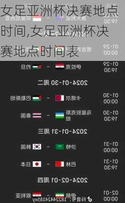 女足亚洲杯决赛地点时间,女足亚洲杯决赛地点时间表