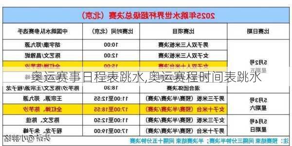 奥运赛事日程表跳水,奥运赛程时间表跳水