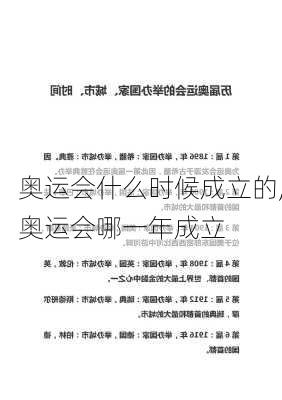 奥运会什么时候成立的,奥运会哪一年成立