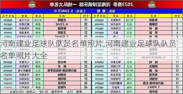 河南建业足球队队员名单照片,河南建业足球队队员名单照片大全