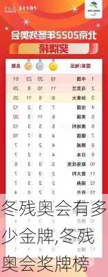 冬残奥会有多少金牌,冬残奥会奖牌榜