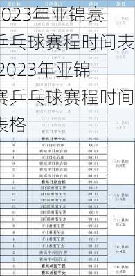 2023年亚锦赛乒乓球赛程时间表,2023年亚锦赛乒乓球赛程时间表格