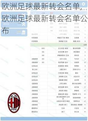 欧洲足球最新转会名单,欧洲足球最新转会名单公布
