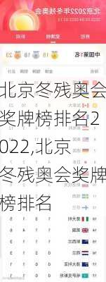 北京冬残奥会奖牌榜排名2022,北京冬残奥会奖牌榜排名