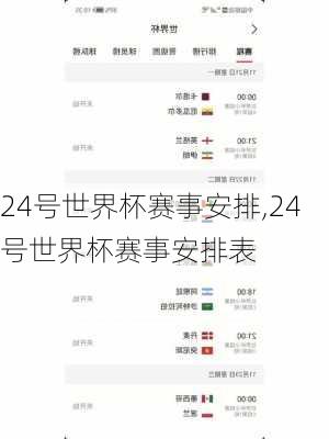 24号世界杯赛事安排,24号世界杯赛事安排表