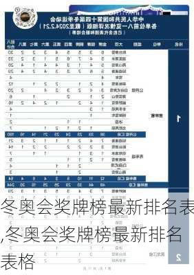 冬奥会奖牌榜最新排名表,冬奥会奖牌榜最新排名表格