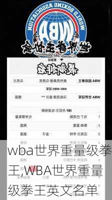 wba世界重量级拳王,WBA世界重量级拳王英文名单