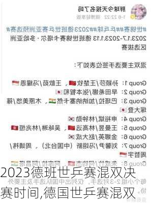 2023德班世乒赛混双决赛时间,德国世乒赛混双
